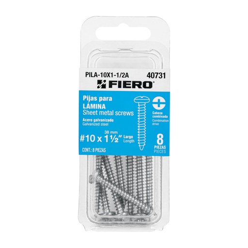 [T40731] Blíster con 8 pijas para lámina, #10 x 1-1/2', Fiero - Pag 754, 761