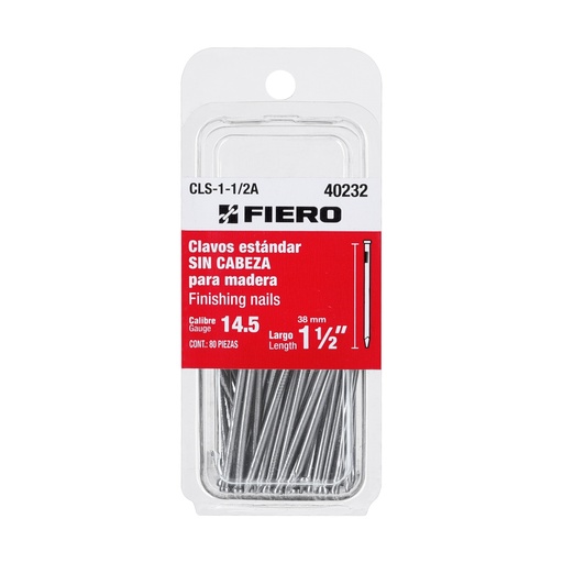 [T40232] Blíster con 80 clavos estándar 1-1/2' sin cabeza, Fiero - Pag 555,574
