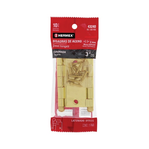 [T43240] Bolsa con 2 bisagras cuadradas de 3' acero latonado, redonda - Pag 577