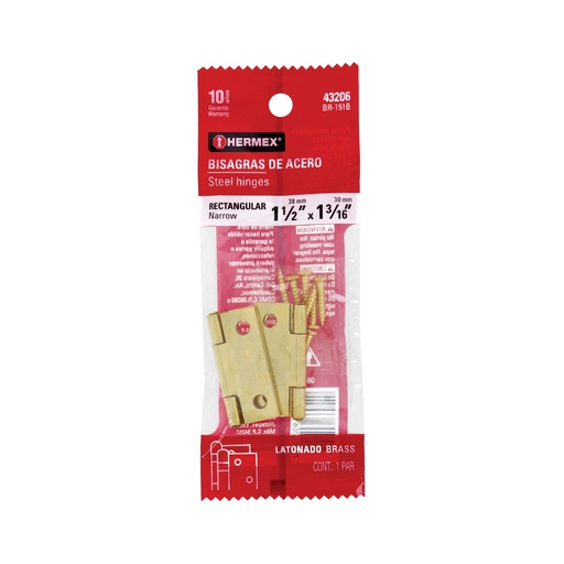 [T43206] Bolsa con 2 bisagras rectangulares 1-1/2', acero latonado - Pag 579