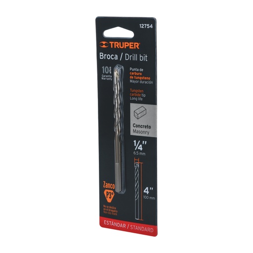 [T12754] Broca para concreto de 1/4 x 4' en blíster, Truper - Pag 59