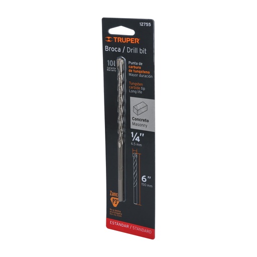 [T12755] Broca para concreto de 1/4 x 6' en blíster, Truper - Pag 59