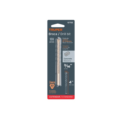 [T12752] Broca para concreto de 3/16 x 4' en blíster, Truper - Pag 59