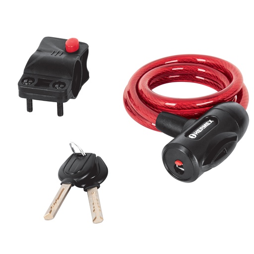 [T43922] Candado de cable con llave, 10 mm X 1.0 m, Hermex - Pag 586