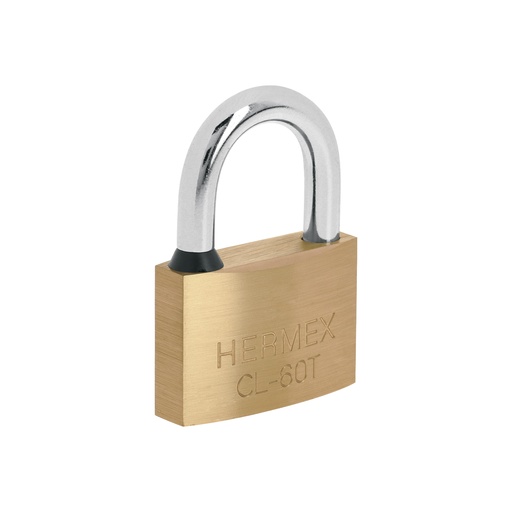 [T43305] Candado de latón, 60mm, gancho corto, llave tubular, blister - Pag 772, 798