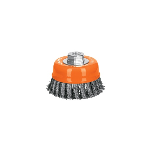 [T17532] Carda copa 4' alambre trenzado grueso, eje M14, Truper