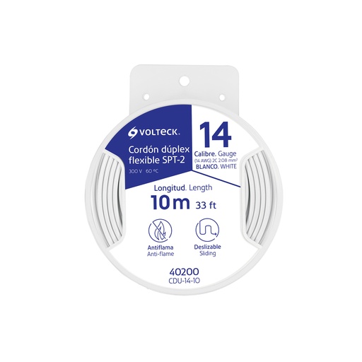 [T40200] Carrete con 10 m cordón dúplex flexible SPT 14 AWG, Volteck - Pag 413