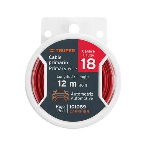 [T101089] Carrete con 12 m de cable primario rojo calibre 18, Truper - Pag 22