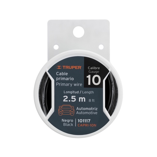 [T101117] Carrete con 2.5 m de cable primario negro calibre 10, Truper - Pag 22