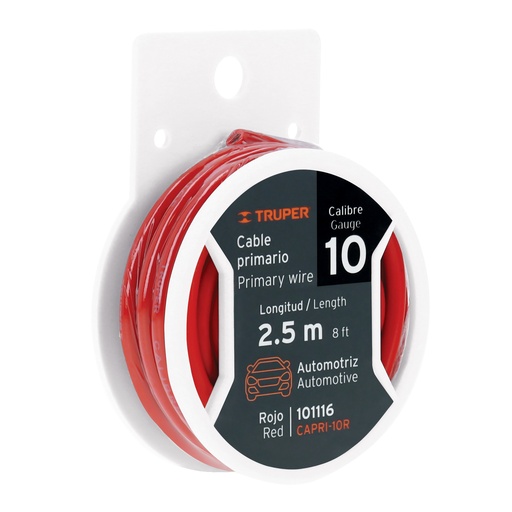 [T101116] Carrete con 2.5 m de cable primario rojo calibre 10, Truper - Pag 22