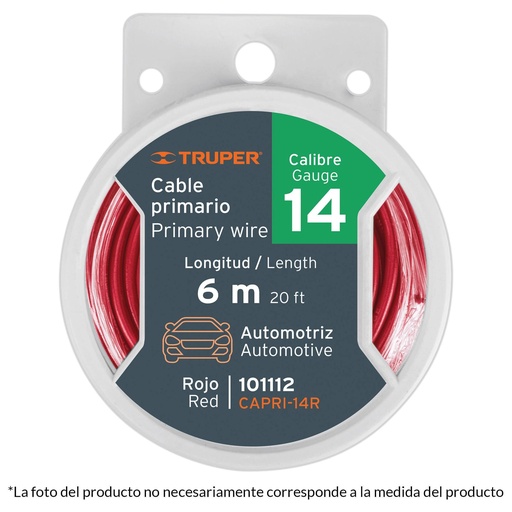 [T101116] Carrete con 2.5 m de cable primario rojo calibre 10, Truper - Pag 26, 515