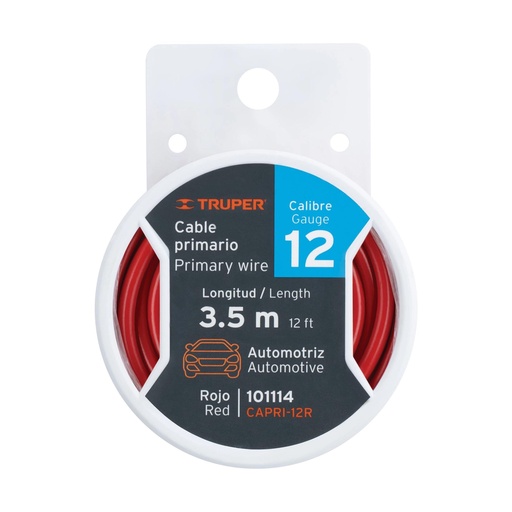 [T101114] Carrete con 3.5 m de cable primario rojo calibre 12, Truper - Pag 26, 515