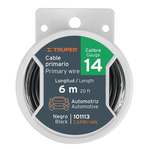 [T101113] Carrete con 6 m de cable primario negro calibre 14, Truper - Pag 22