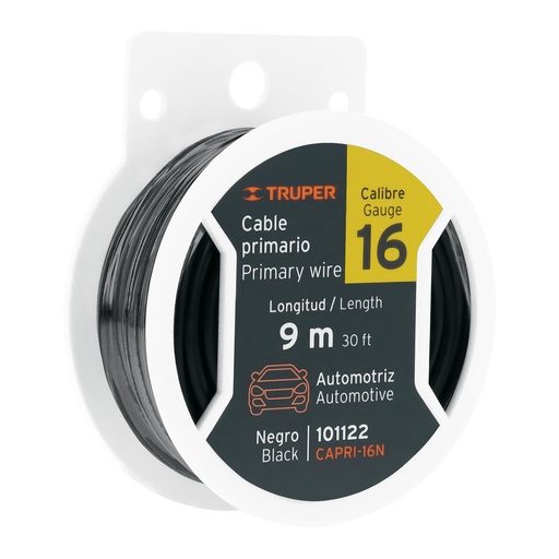 [T101122] Carrete con 9 m de cable primario negro calibre 16, Truper - Pag 22