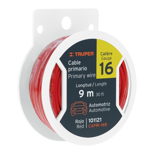 [T101121] Carrete con 9 m de cable primario rojo calibre 16, Truper - Pag 22