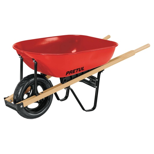 [T20623] Carretilla 5.5ft3 roja Imponchable bastidores madera, Pretul