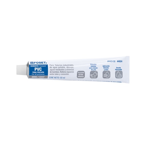 [T44924] Cemento para PVC en tubo de 50 ml, alta viscosidad, Foset - Pag 522