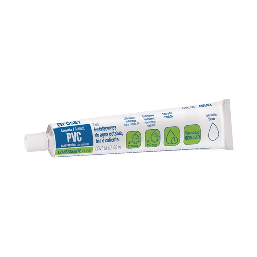 [T49560] Cemento para PVC en tubo de 50 ml, baja presión, Foset - Pag 522