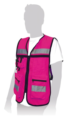 [A108119] Chaleco brigadista con cinta reflejante - Rosa