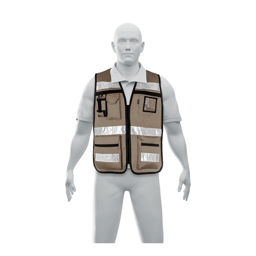 [T14668] Chaleco brigadista con cintas reflejantes, color beige - Pag 353