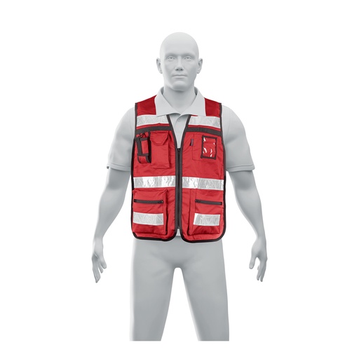 [T14663] Chaleco brigadista con cintas reflejantes, color rojo - Pag 353