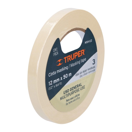 [T12589] Cinta masking tape de 1/2' x 50 m, Truper - Pag 108, 395