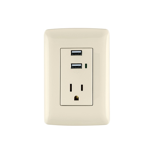 [T48064] Contacto aterrizado + 2 puertos USB, marfil, línea Italiana - Pag 396