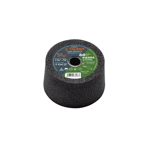 [T13781] Copa desbaste de piedra 3-5/32' grano 60, eje 5/8-11, Truper - Pag 146