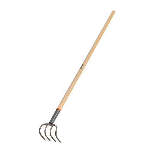 [T10568] Cultivador forjado de 4 dientes para jardín, mango de 54'