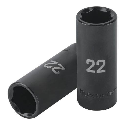 [T100921] Dado largo impacto de 22 mm, 6 puntas, cuadro 1/2', Truper - Pag 125