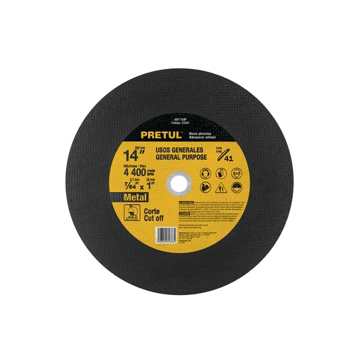 [T22561] Disco Tipo 41 de 14' x 2.8 mm para corte de metal, Pretul - Pag 144