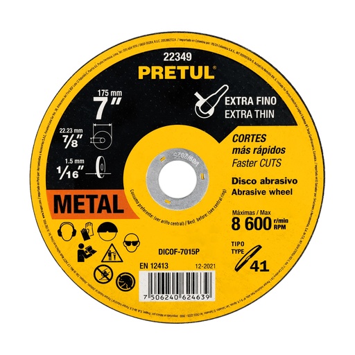 [T22349] Disco Tipo 41 de 7' x 1.5 mm corte fino de metal, Pretul - Pag 144