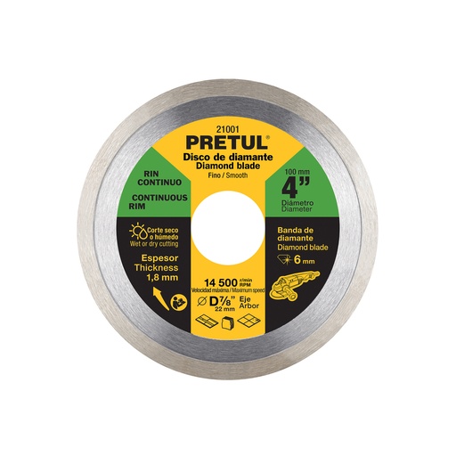 [T21001] Disco de diamante de 4' x 1.8 mm rin continuo, Pretul - Pag 140