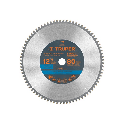 [T12685] Disco sierra 12' para aluminio, 80 dientes centro 1', Truper - Pag 142