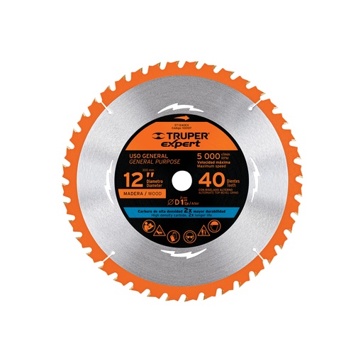 [T100107] Disco sierra 12' para madera, 40 dientes centro 1', Expert - Pag 142