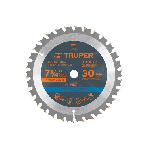 [T18318] Disco sierra 7- 1/4' para madera, 30 dientes centro 5/8' - Pag 143