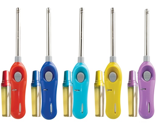 [A310302] Encendedor tipo antorcha con cartucho de gas, colores surtidos