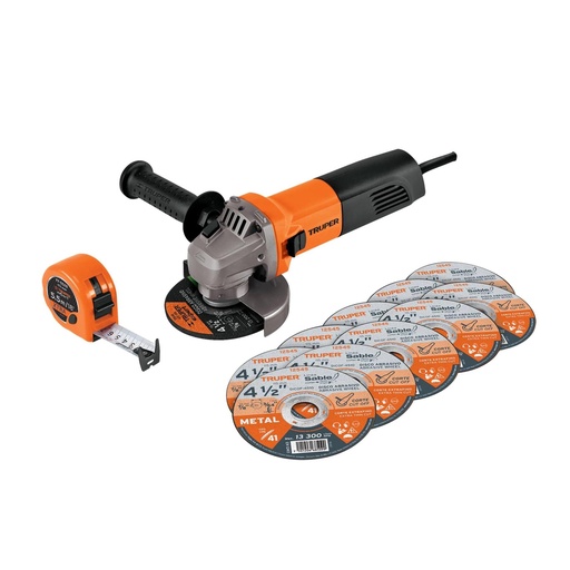 [T101526] Esmeriladora 4-1/2' 700 W, 10 discos y flexómetro, Truper - Pag 337