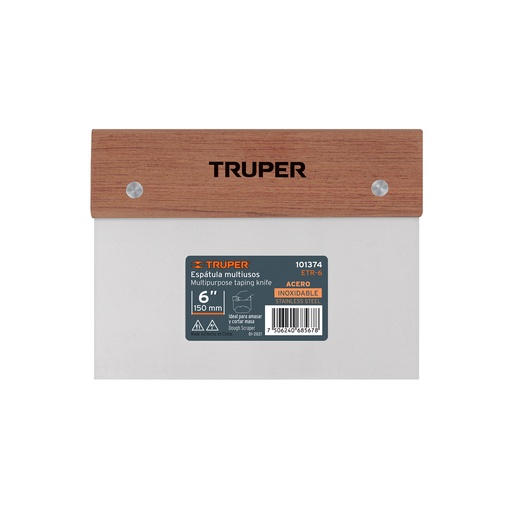 [T101374] Espátula rectangular 6' x 3' acero inoxidable, mango madera - Pag 157
