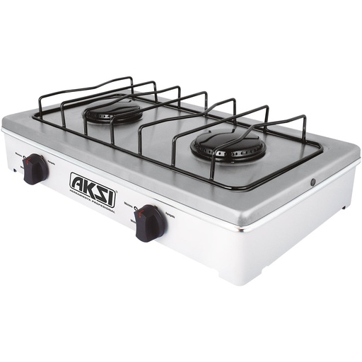 [A116031] Estufa de mesa 2 quemadores blanco con Acero Inox