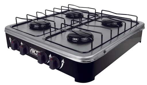 [A116006] Estufa de mesa 4 quemadores negro con Acero Inox