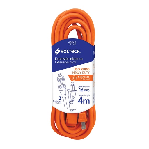 [T48043] Extensión eléctrica de uso rudo 4 m 2x16 AWG, Volteck - Pag 553