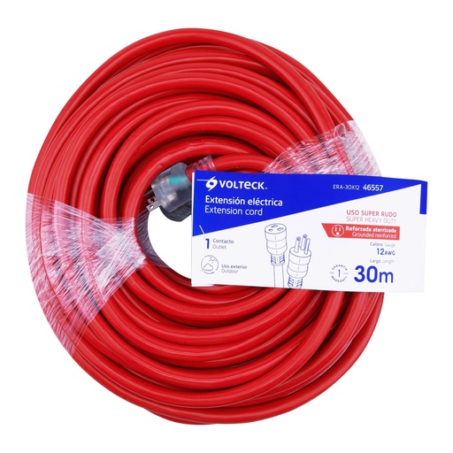 [T46557] Extensión reforzada aterrizada 30 m 3x12 AWG, Volteck - Pag 552