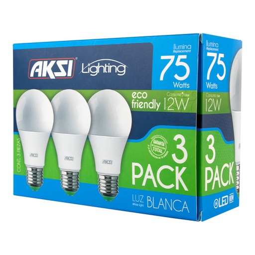[A129032] Foco LED 3PACK 12W ECO luz blanca, caja color