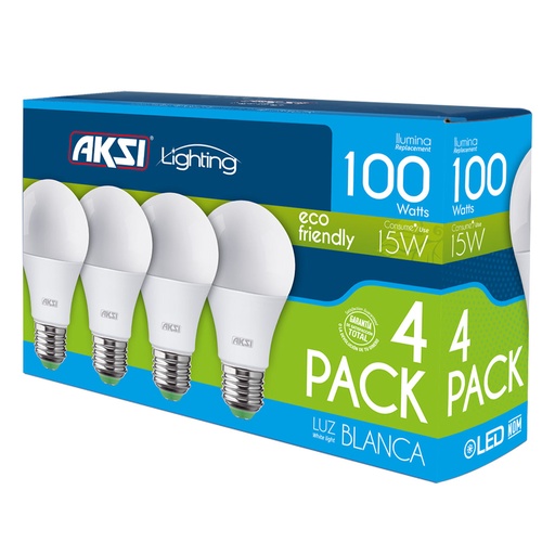 [A129043] Foco LED 4PACK 15W ECO luz blanca, caja color