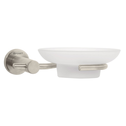 [T49675] Jabonera metálica satín con plato de vidrio, Foset Element - Pag 490