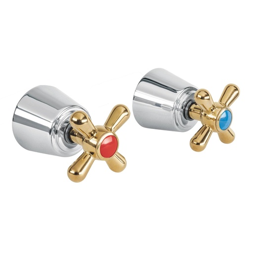 [T49630] Juego de 2 manerales grandes, cruceta, Cromo-Oro, Foset Aqua - Pag 630