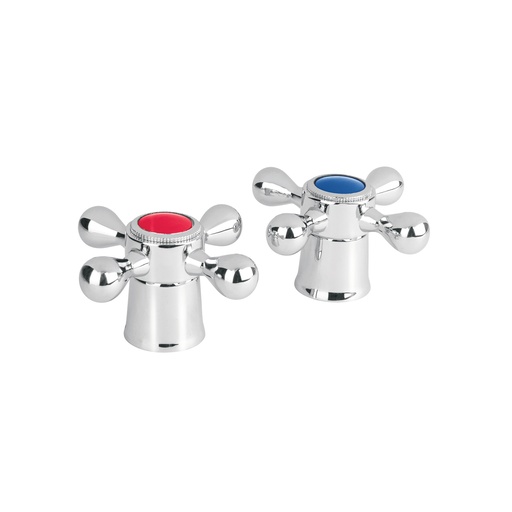 [T45711] Juego de 2 manerales metálicos tipo cruceta p/lavabo, Basic