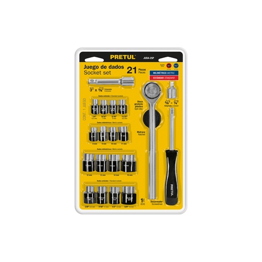 [T21162] Juego de 21 herramientas 1/4' y 3/8' para mecánico, Pretul - Pag 193