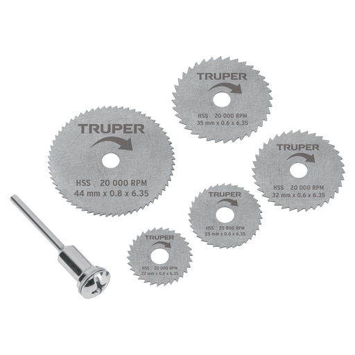[T102328] Juego de 5 mini discos sierras para mototool, Truper - Pag 258